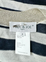 Paul & Joe Silk & Lurex Gold, Blue & White Striped Cardigan - AU10