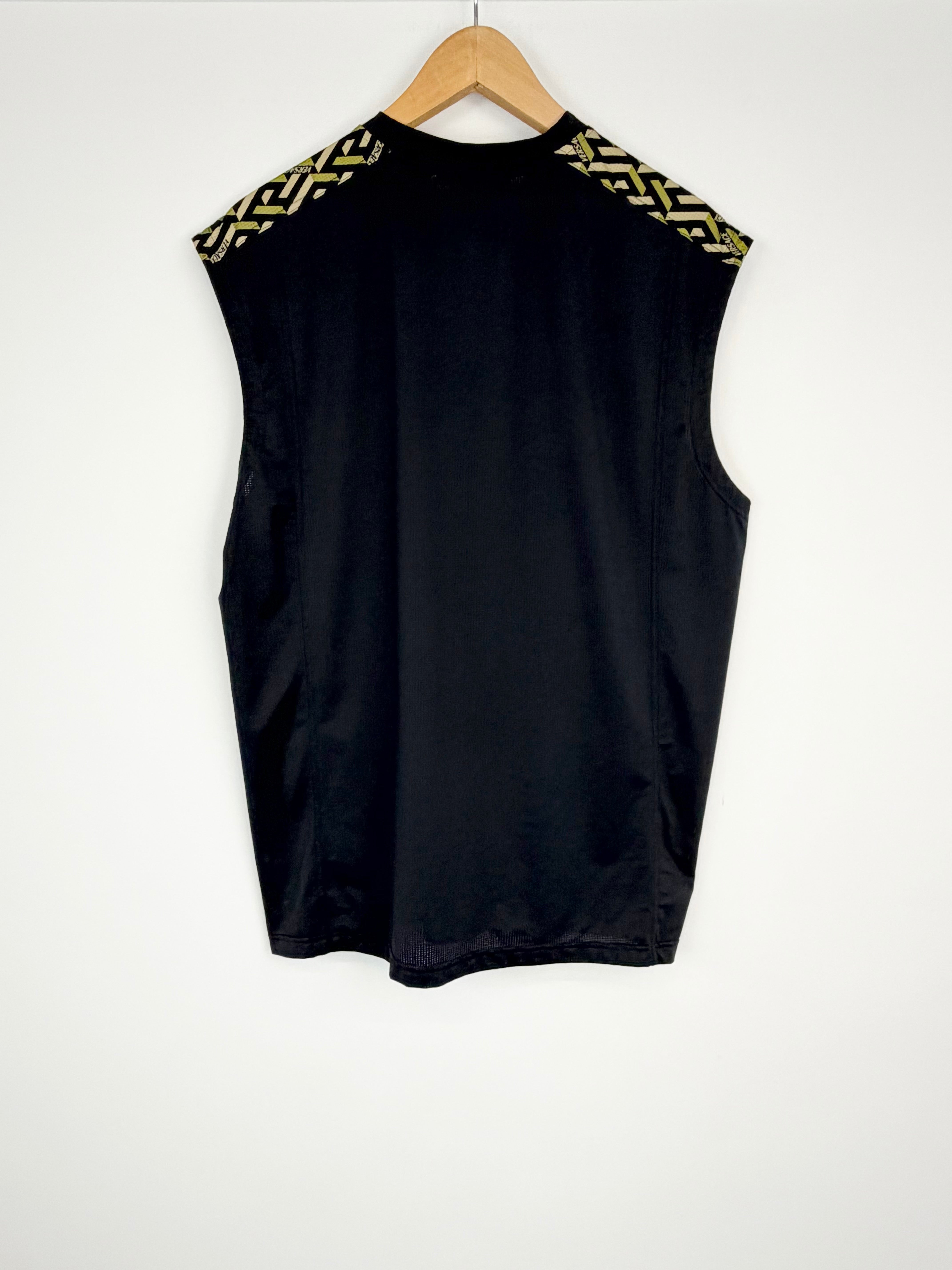 Versace Black & Green Embellished Gym Wear Tank Top - L