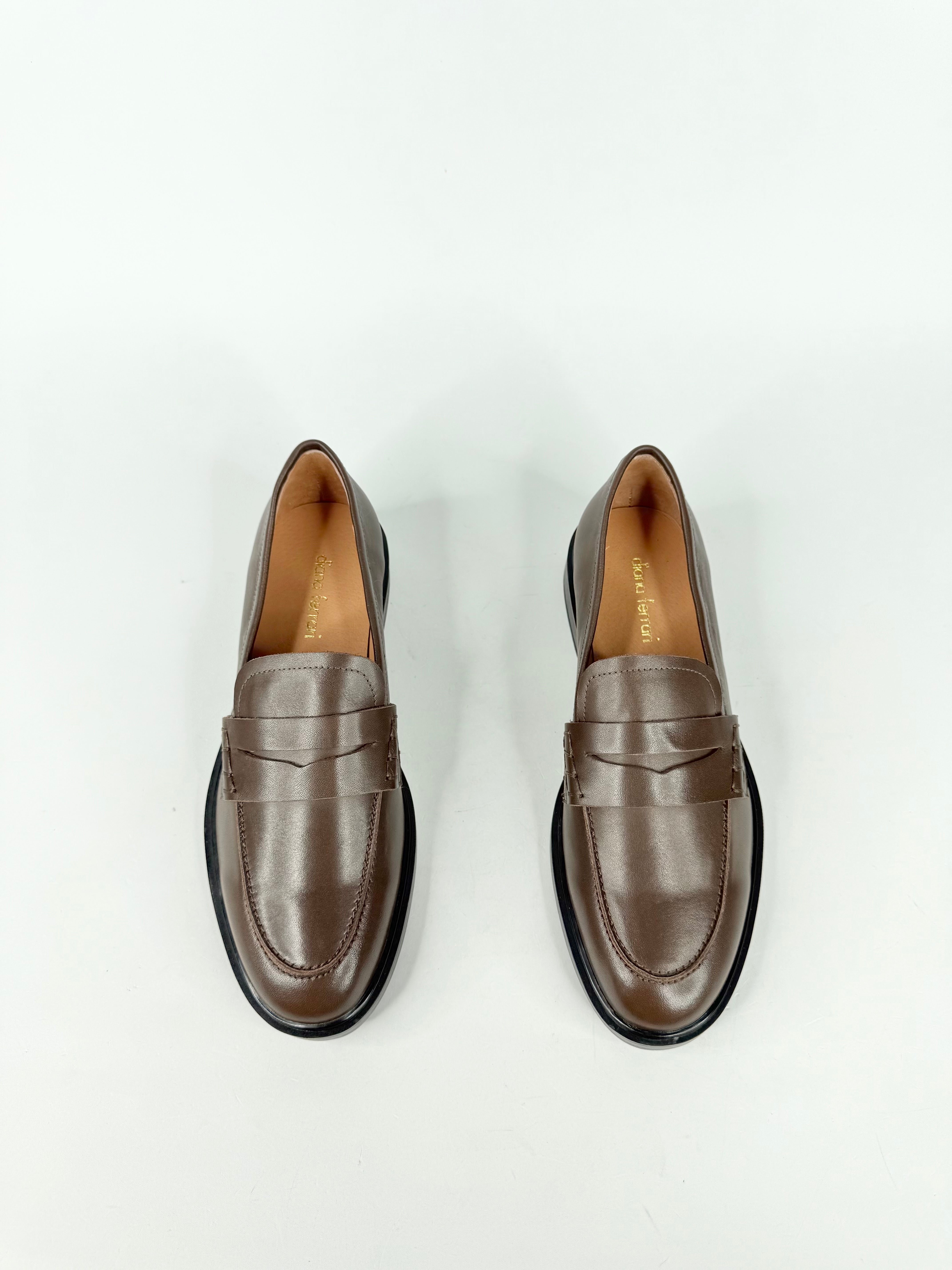 MFW Diana Ferrari Sienza Dark Choc Leather Loafers - EU37