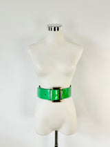 GF Ferre Jade Green Patent Leather Belt - S/M