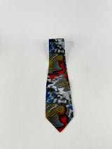 Vintage Pierre Cardin Blue & Red Abstract Pattern Tie