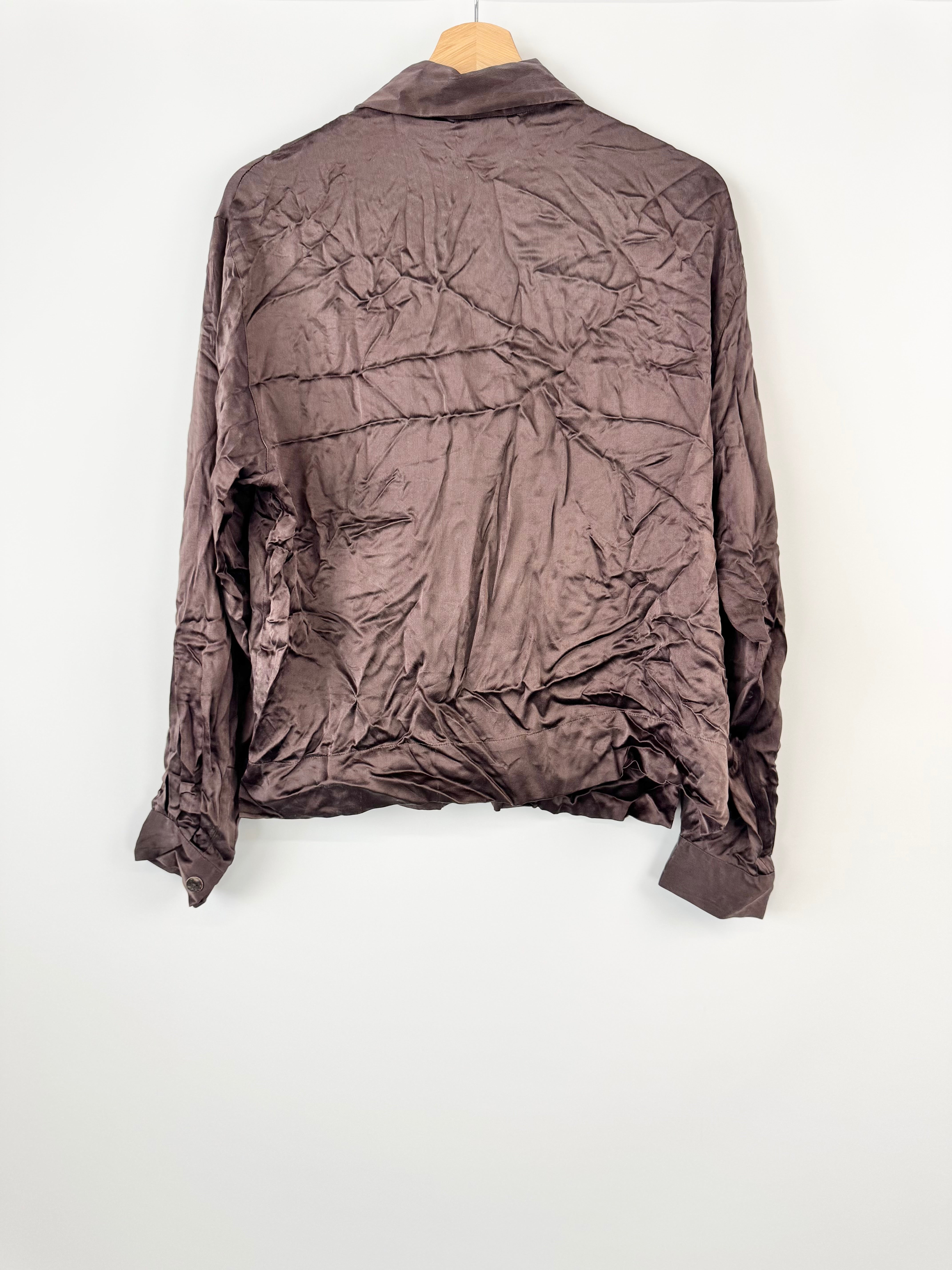 Country Road Chocolate Brown Silk Shirt - AU12