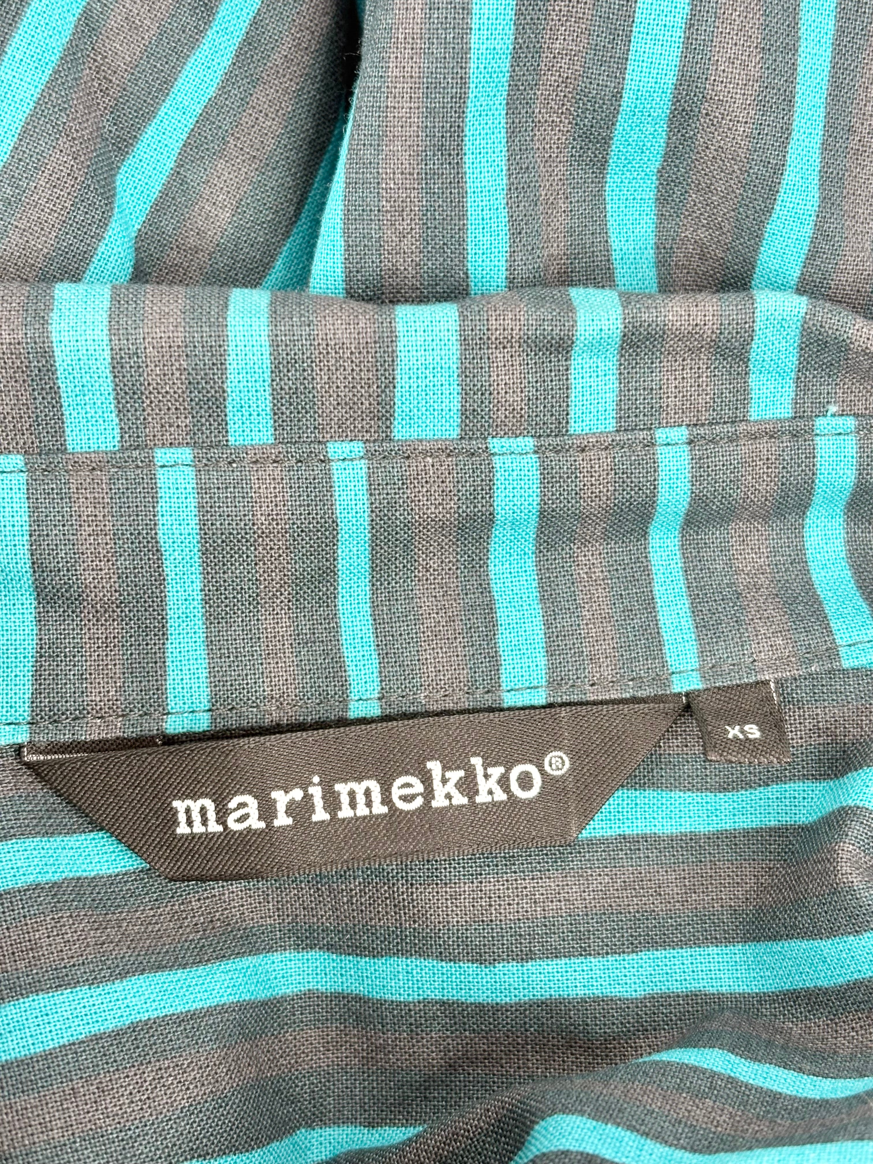 Marimekko Black & Turquoise Striped 'Jokamies' Shirt - AU8