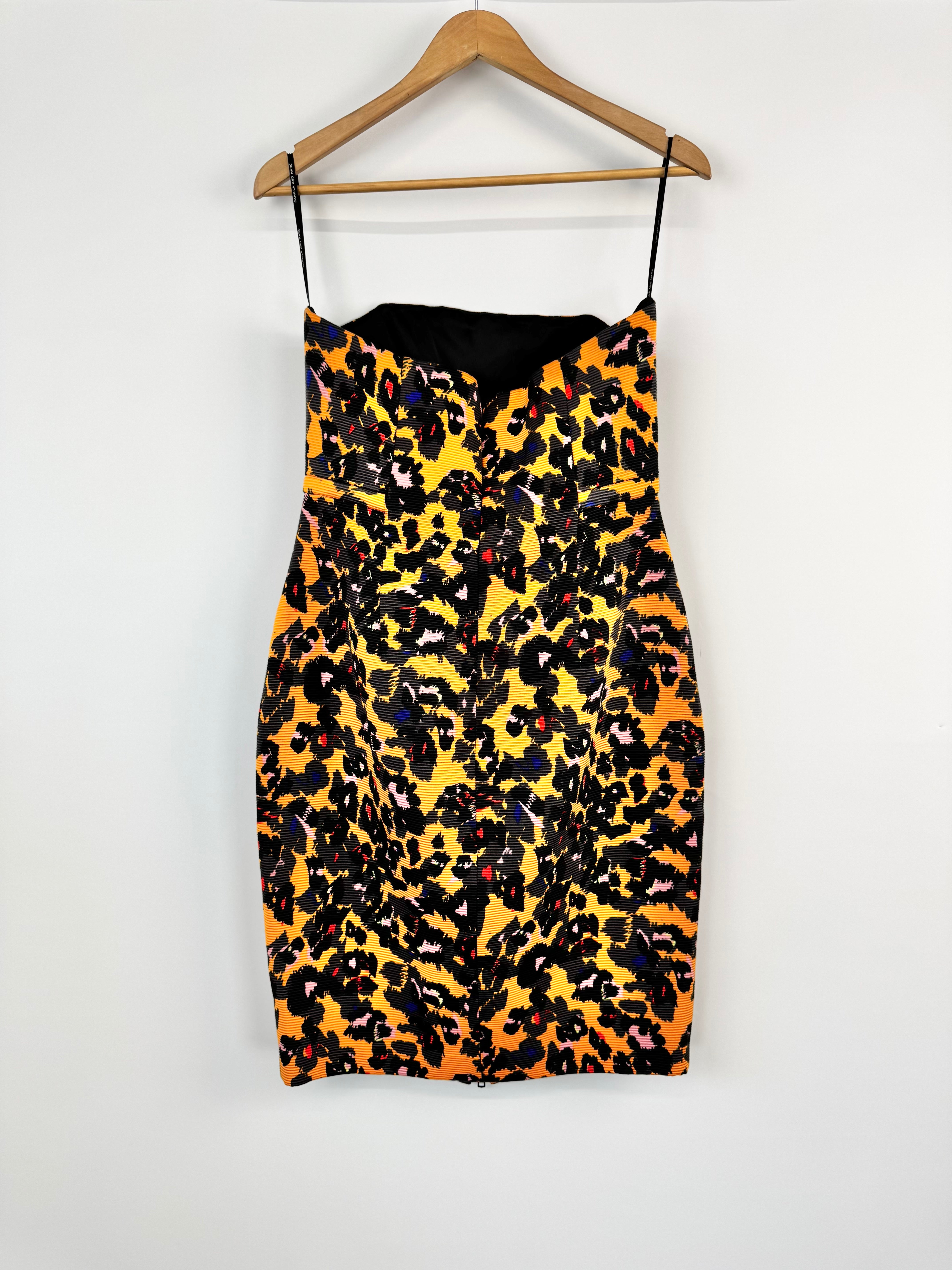 Camilla & Marc Strapless Leopard Print 'Merit' Patterned Midi Dress - AU10/12