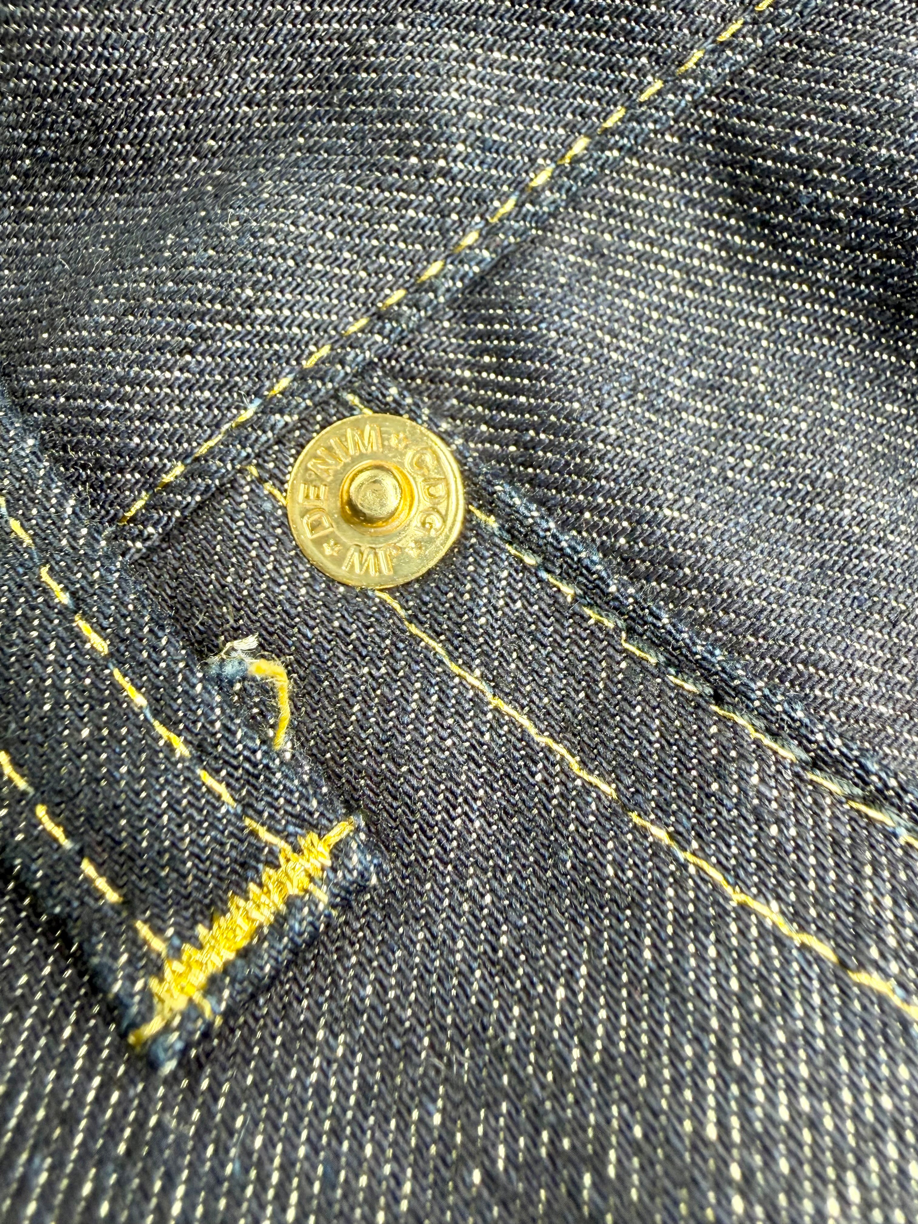 Junya Watanabe Gold & Denim Asymmetrical Ruffle Skirt - AU10/12