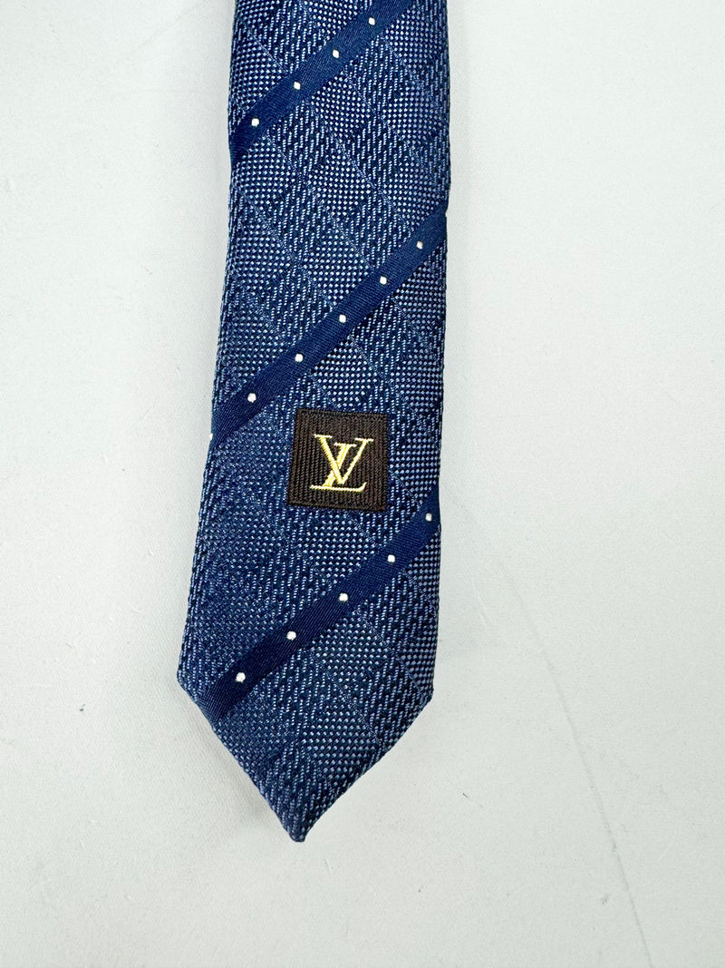 Louis Vuitton Blue Diamond Patterned Silk Tie