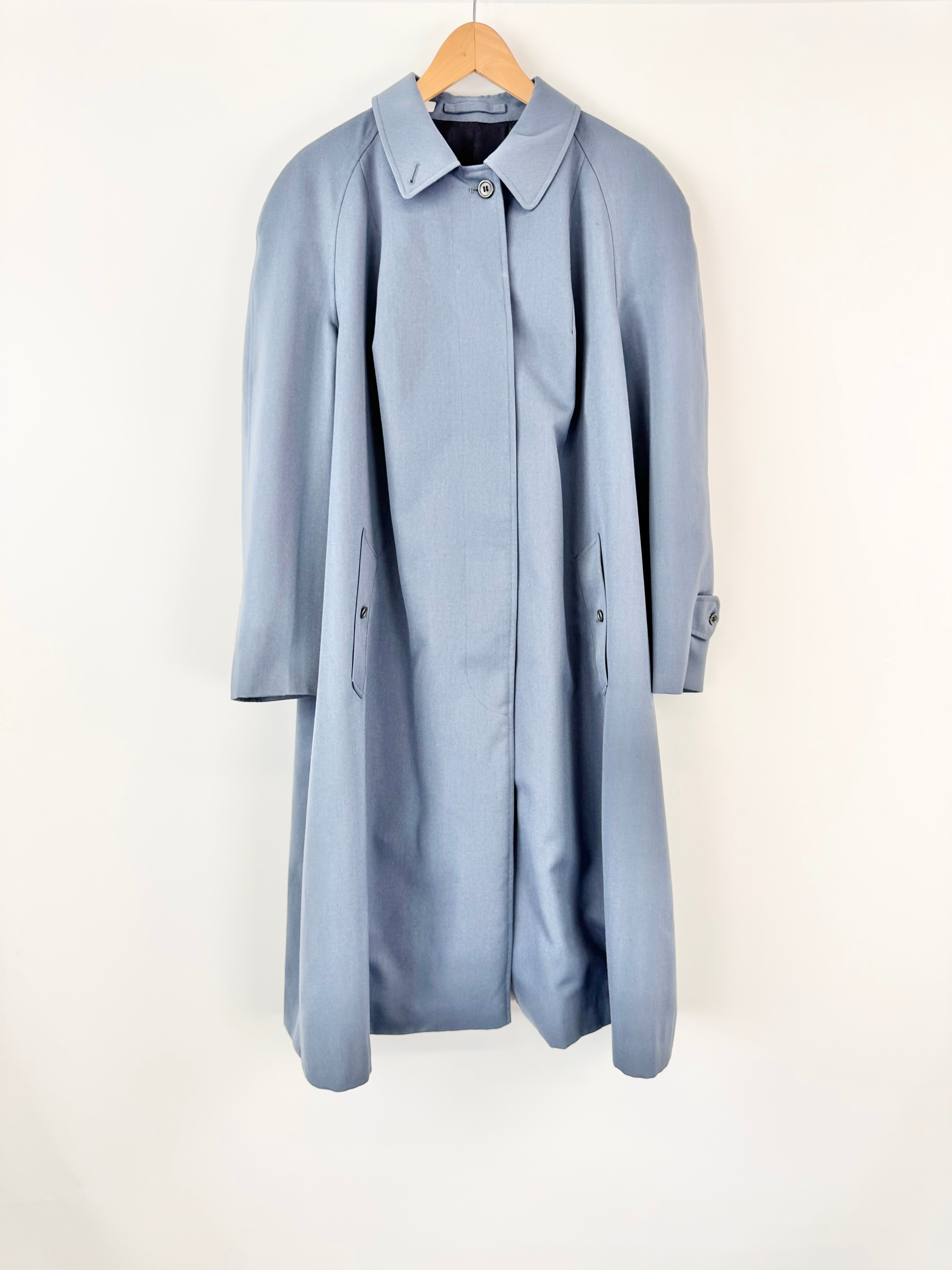 Vintage Burberry's Livid Blue Wool Blend Coat - L