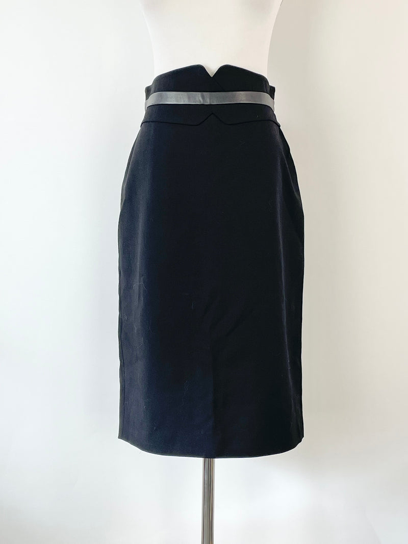 Karen Millen Black Wool Blend Midi Skirt - AU12