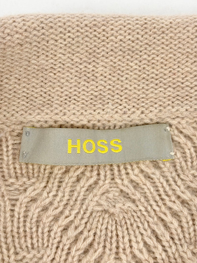 Hoss Beige Wool-Blend Knitted Cardigan - AU10/12