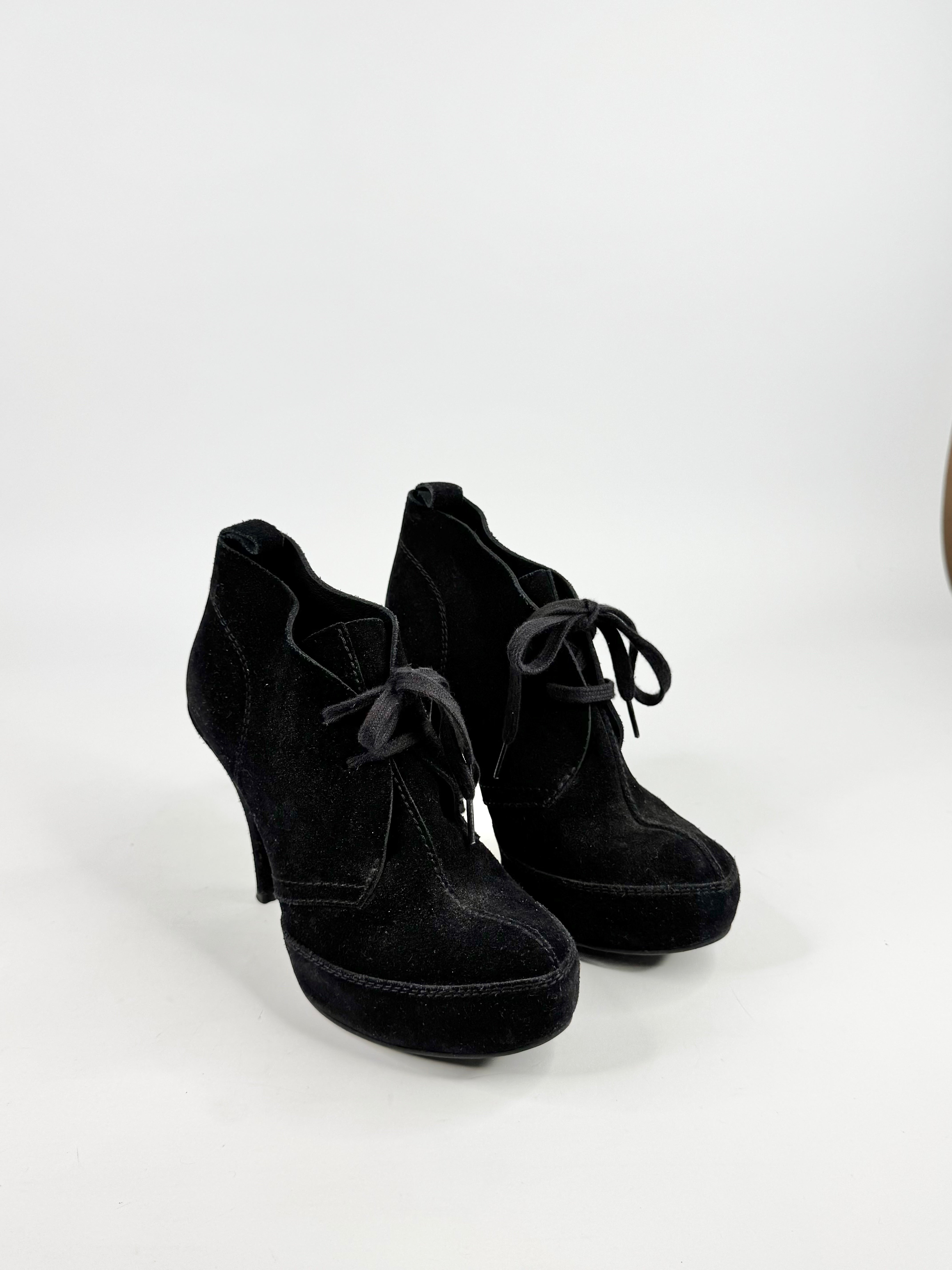 Pedro Garcia Black Suede Stiletto Ankle Boots - EU39.5