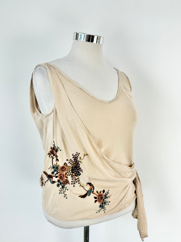 Vintage Scanlan Theodore Hazelnut Cream Embroidered Top - AU8