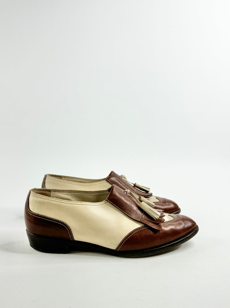 Vintage Prada Cream & Tan Loafers - EU38.5