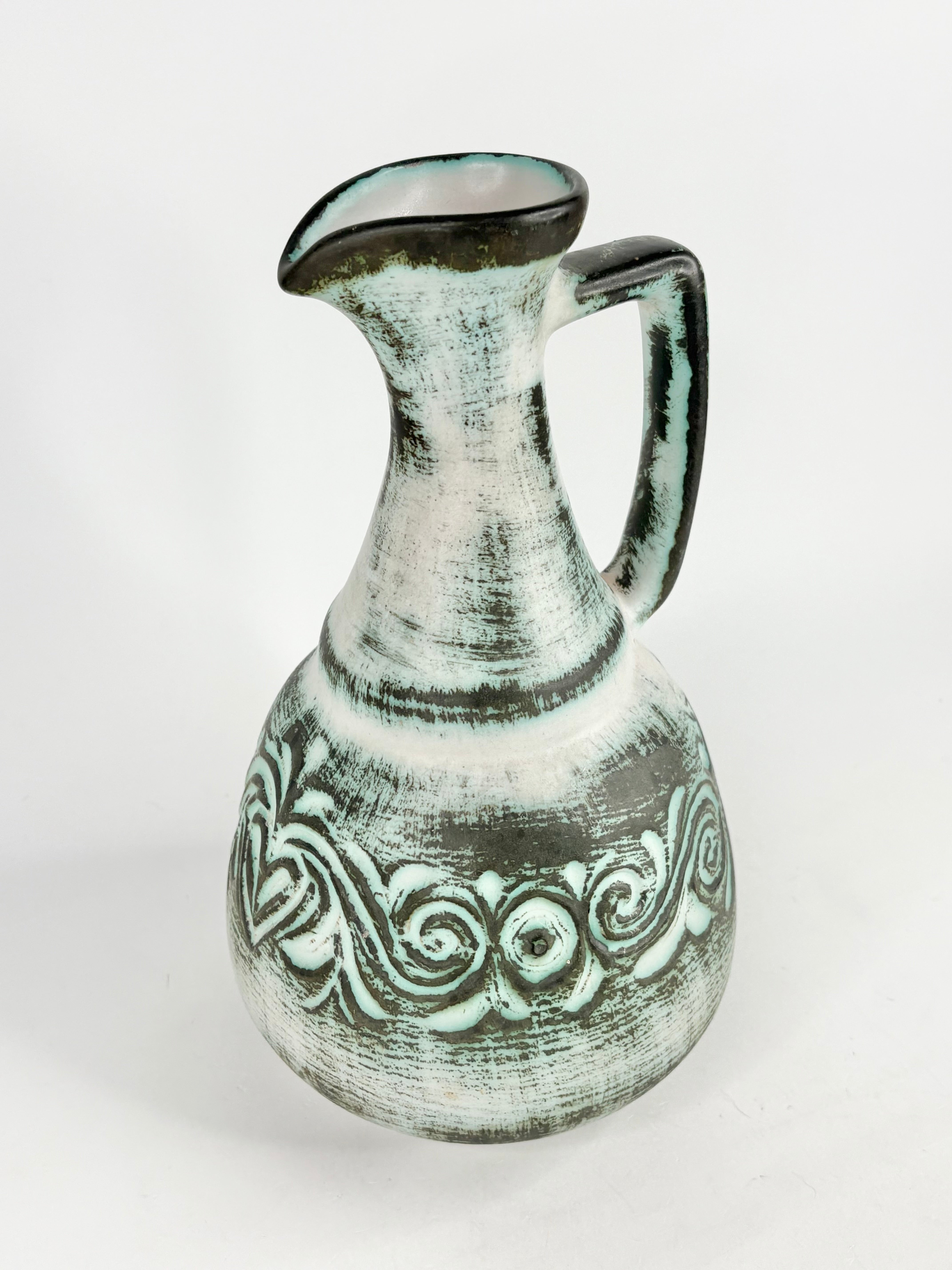 Ellis Pottery Blue Fade Textured Swirls Jug