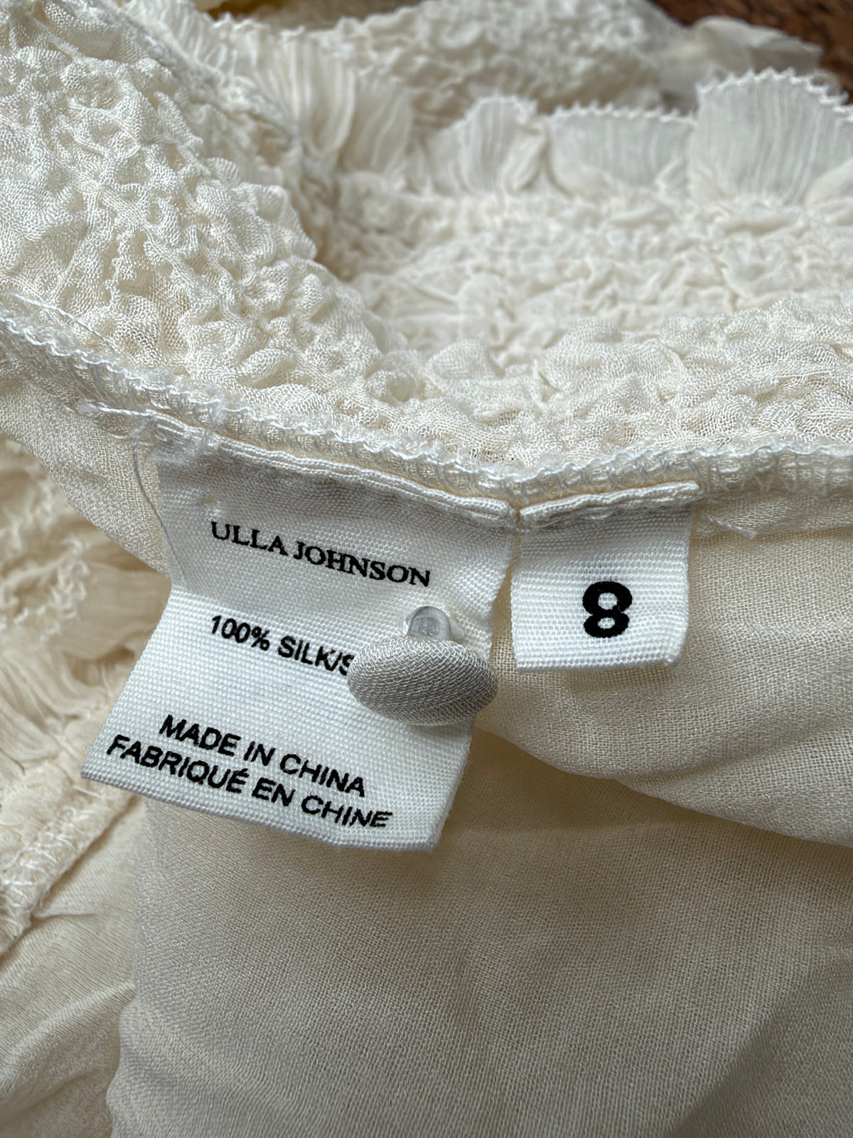 Ulla Johnson Ruffled Texture Puff Sleeve Silk Blouse - AU8