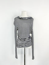 Max Mara White & Blue Striped Sheer Stretchy Skivvy - AU10