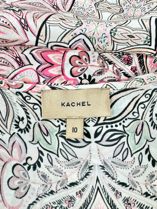 Kachel Flamingo Pink Patterned Silk Dress - AU10