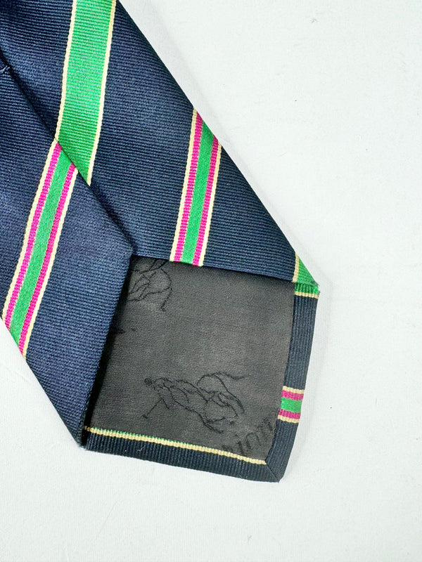 Vintage Blue & Green Stripe Silk Tie