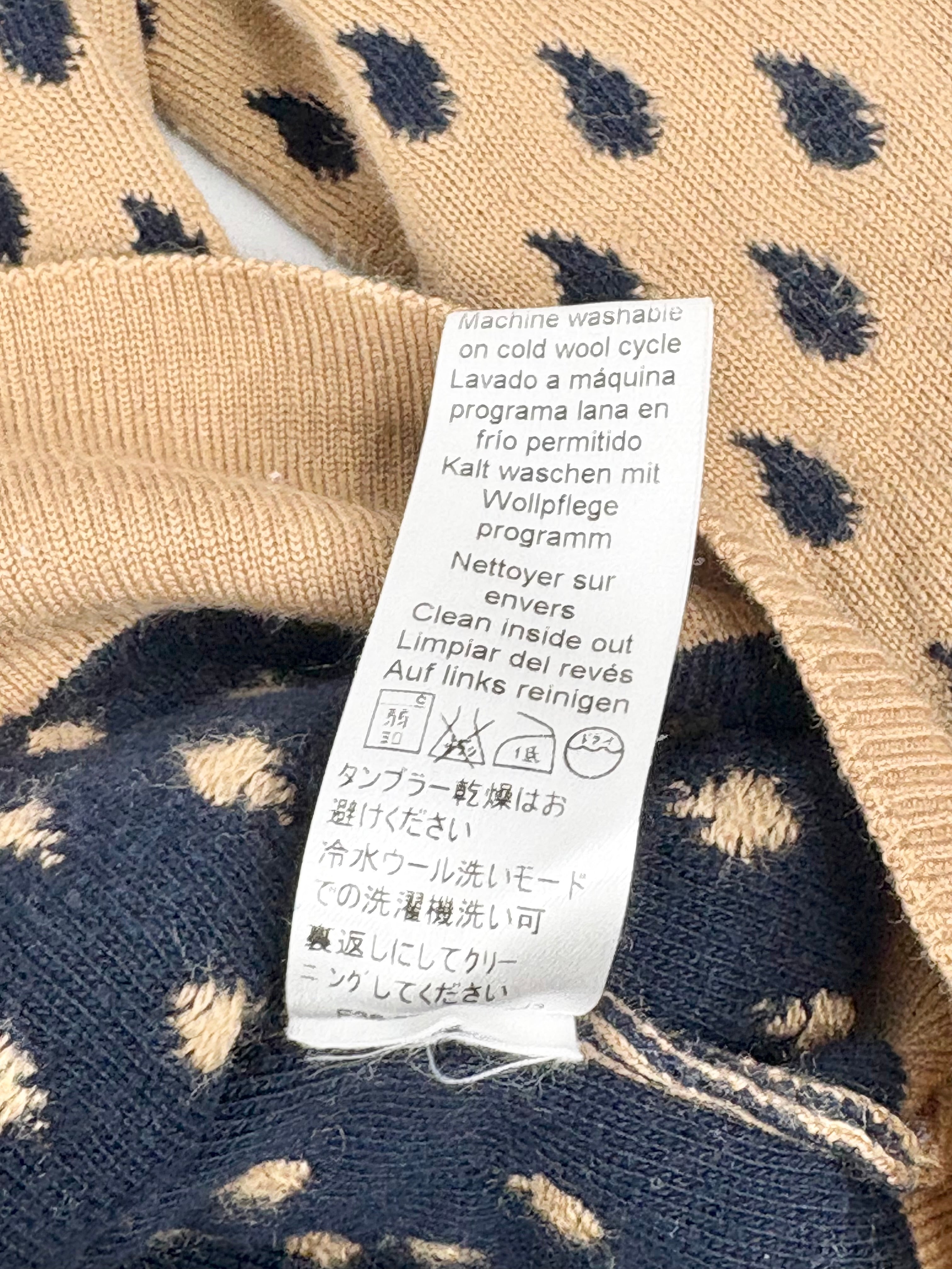Kenzo Taupe & Black Teardrop Patterned Wool-Blend Cardigan - AU8