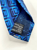 Gucci Dark Blue Geometric Pattern Silk Tie