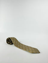 By Valentino Gold Silk Dice Patterned Tie