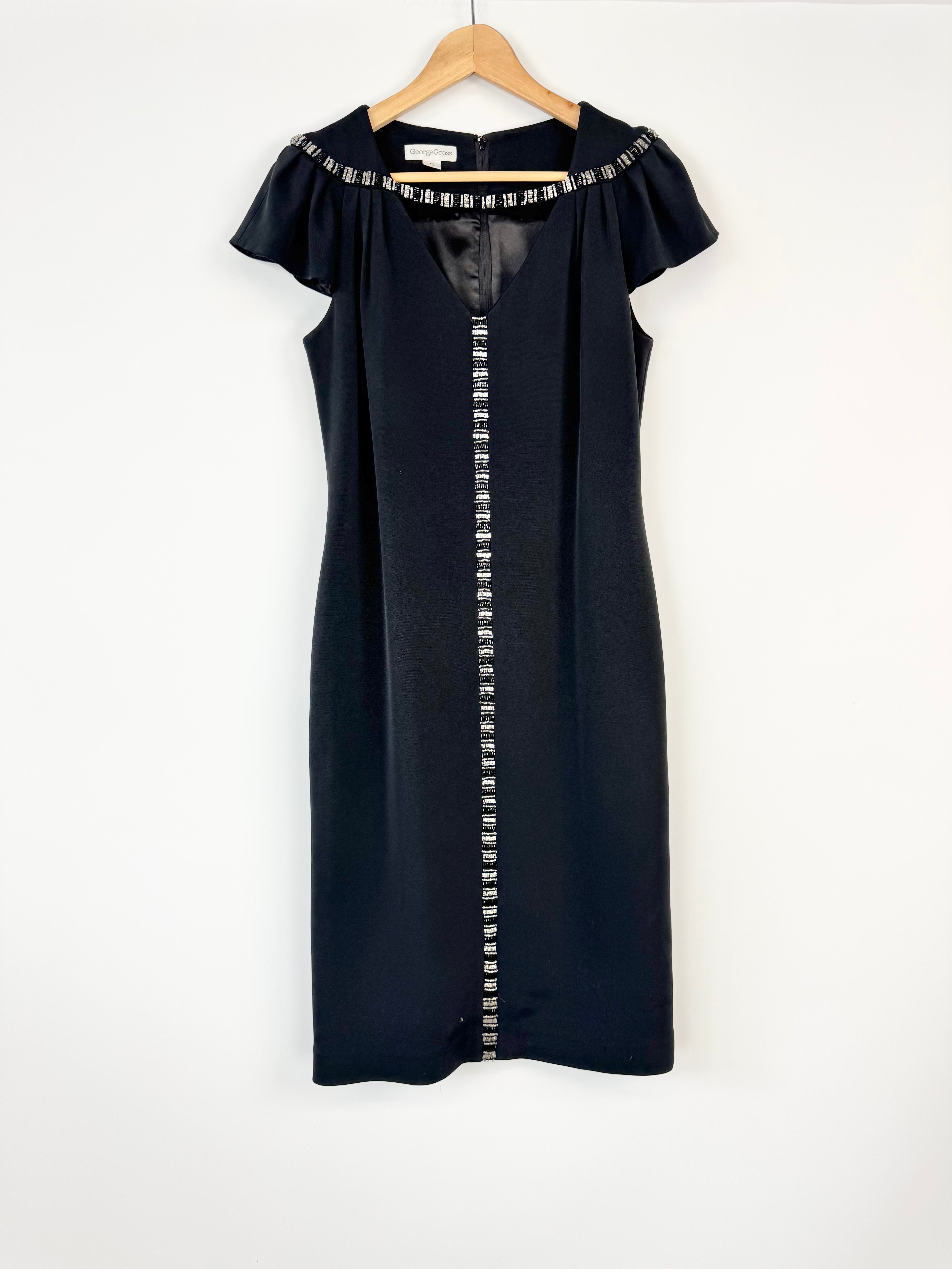 George Cross Black Bejeweled Midi Dress - AU10
