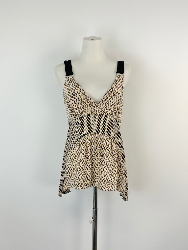 Proenza Schouler Taupe & Black Patterned Silk Top - AU6