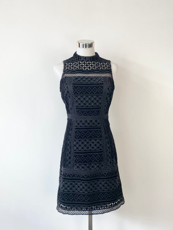 Guess Black Lace & Velvet Midi Dress - AU8
