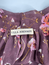 Ulla Johnson Sheer Magenta Pansy Patterned Bishop Sleeve Blouse - AU8