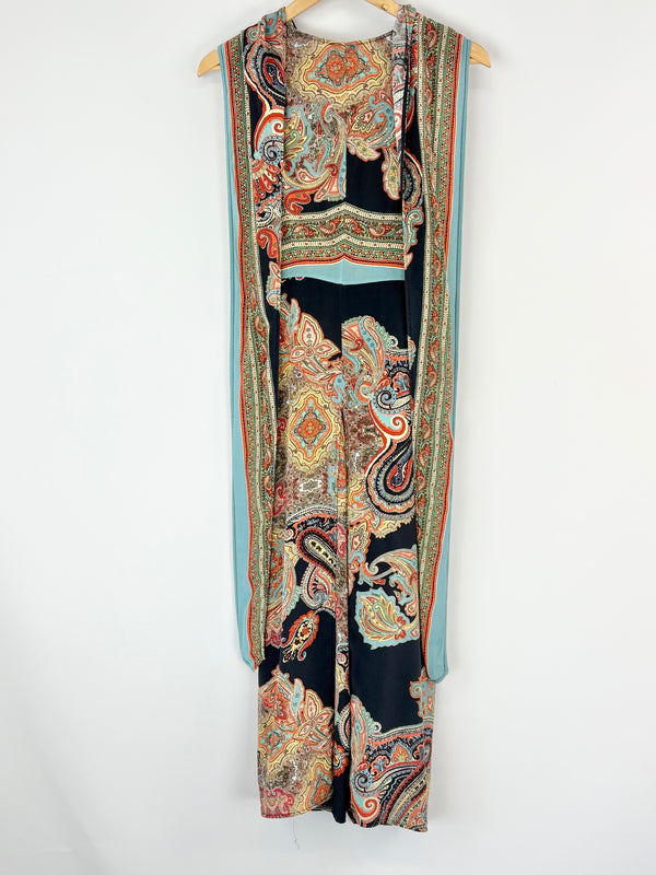 Scanlan Theodore Navy & Paisley Print Silk Jumpsuit - AU8