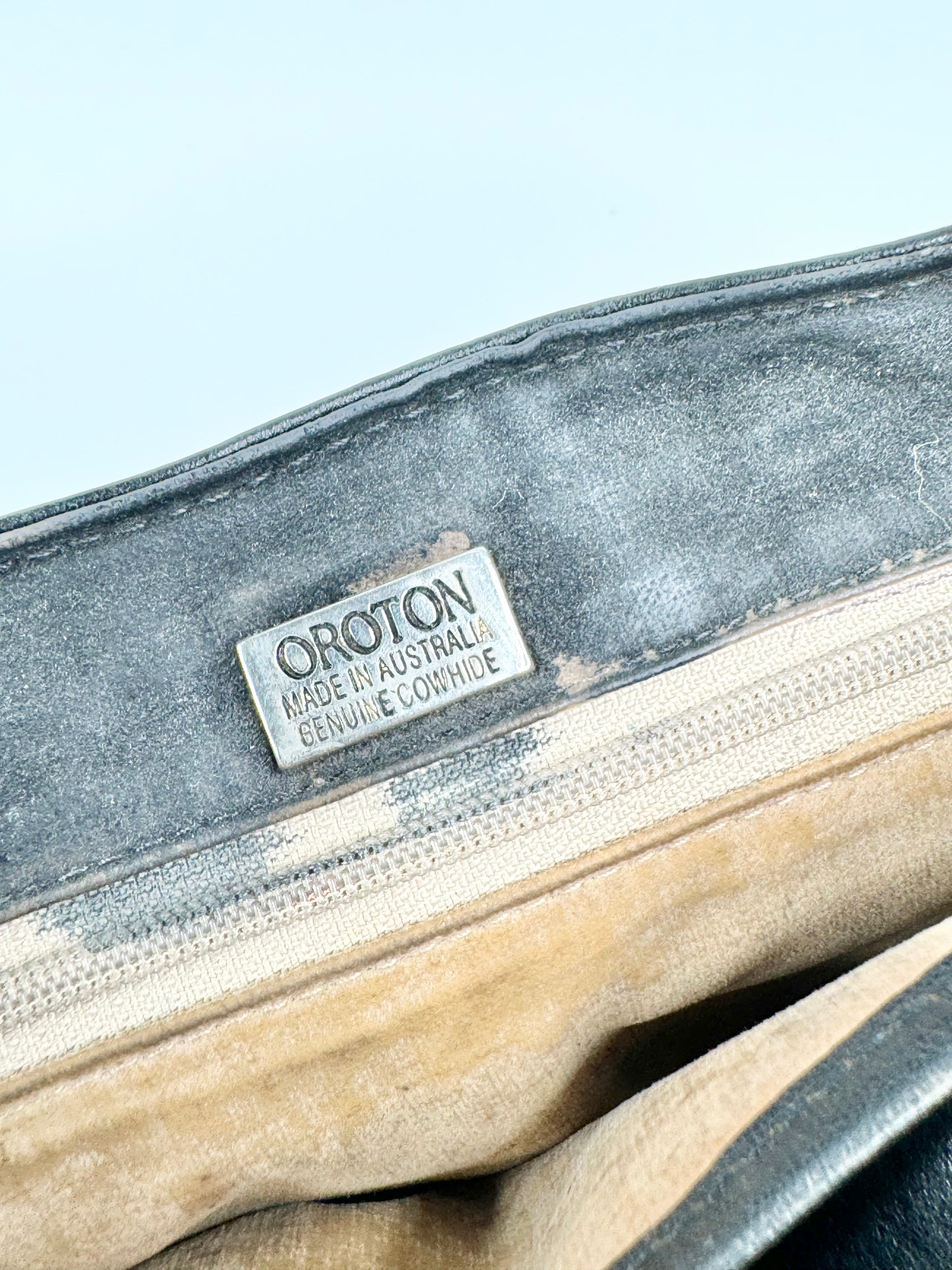 Vintage Oroton Black Saddle Bag