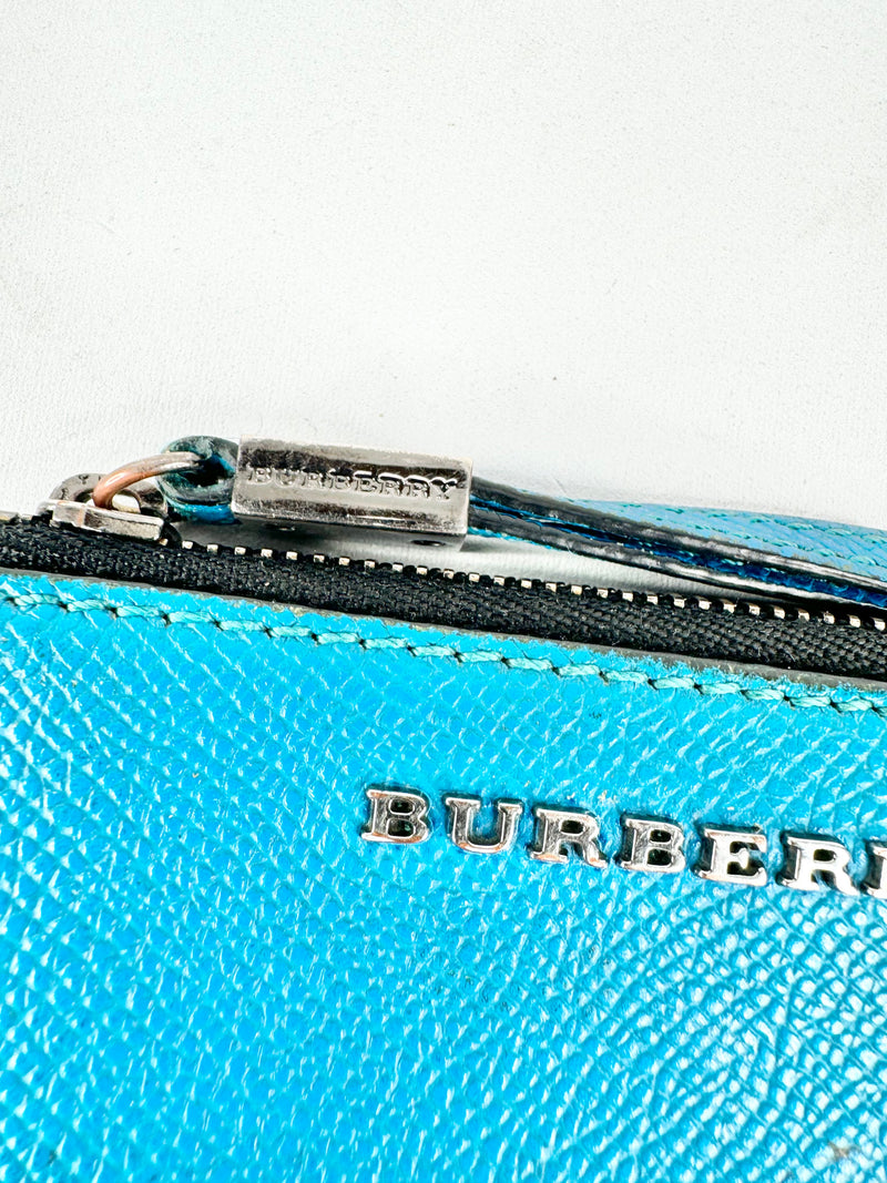 Burberry Teal Zippered Pouch