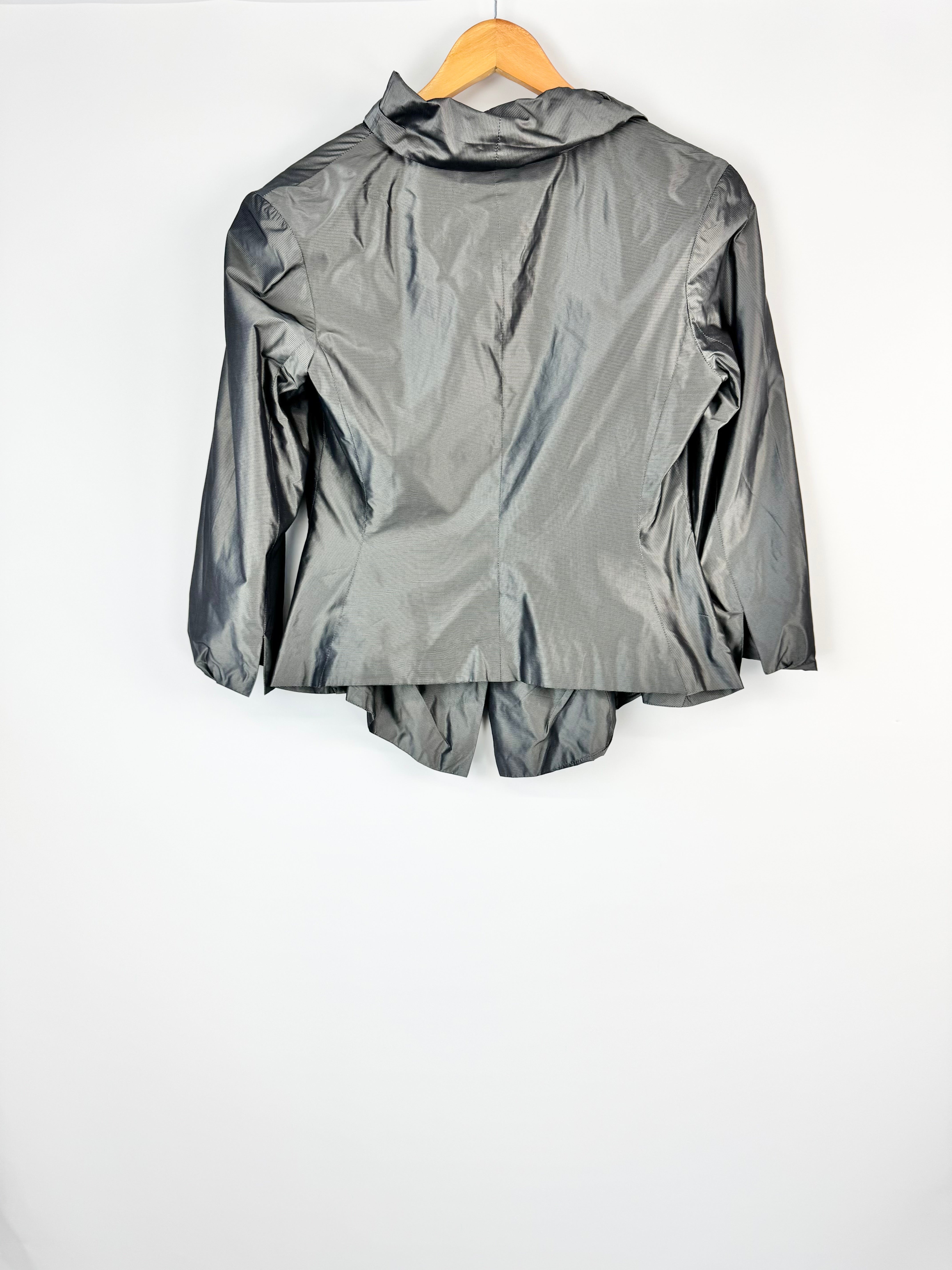 Carla Zampatti Grey Striped Satin Blazer - AU12