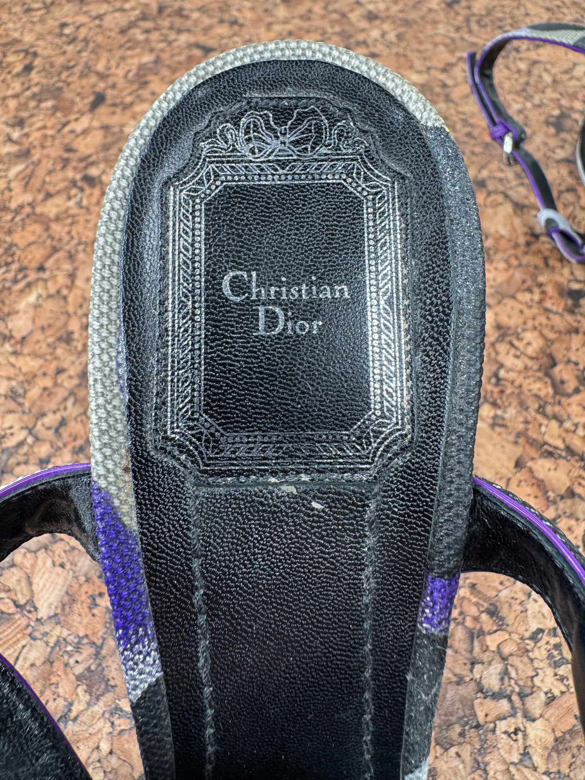 Christian Dior x Anselm Reyle Purple & Grey Strappy Platform Wedges - EU40