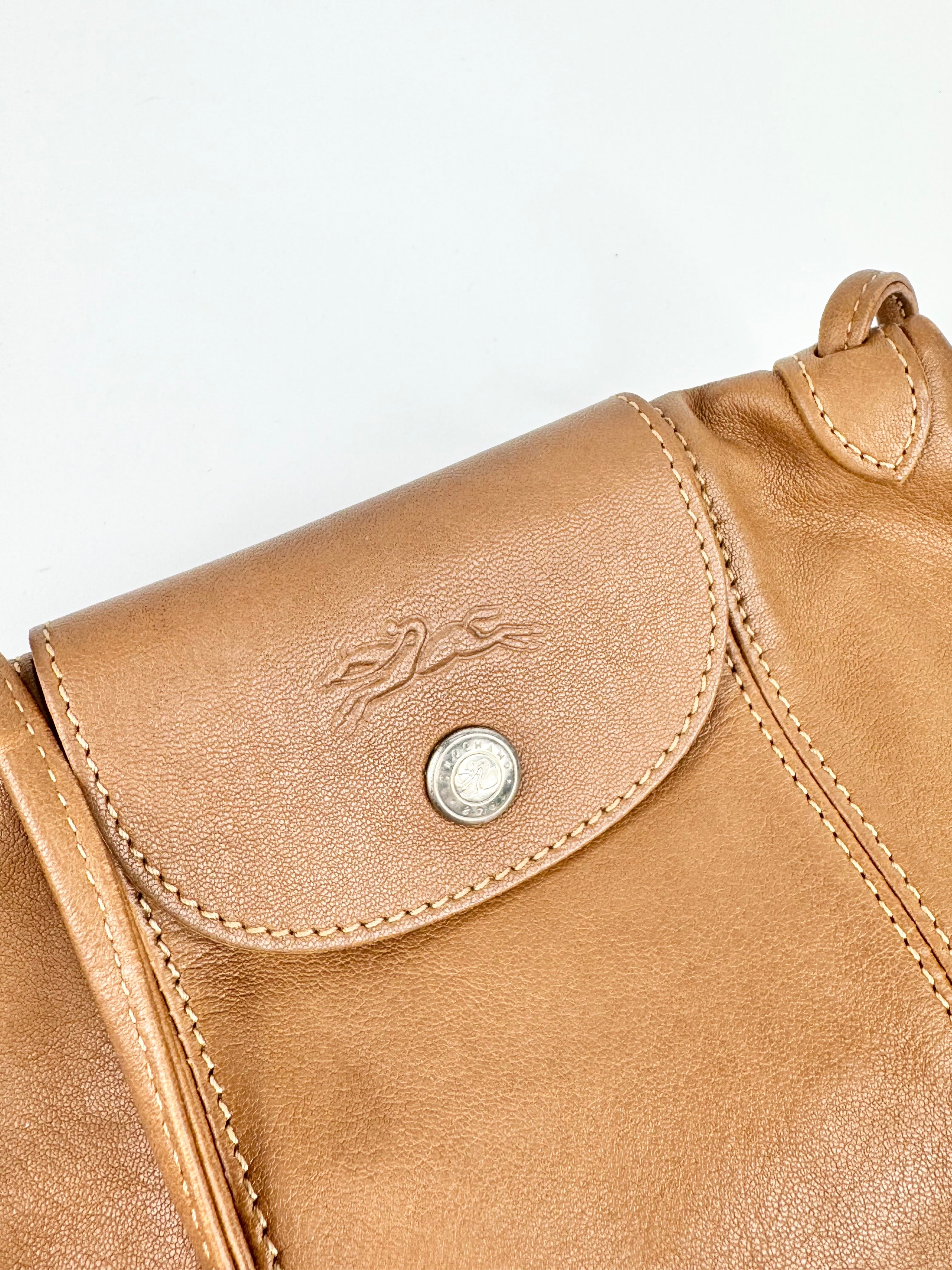 Longchamp Le Cuir Mini Tan Leather Cross Body Bag