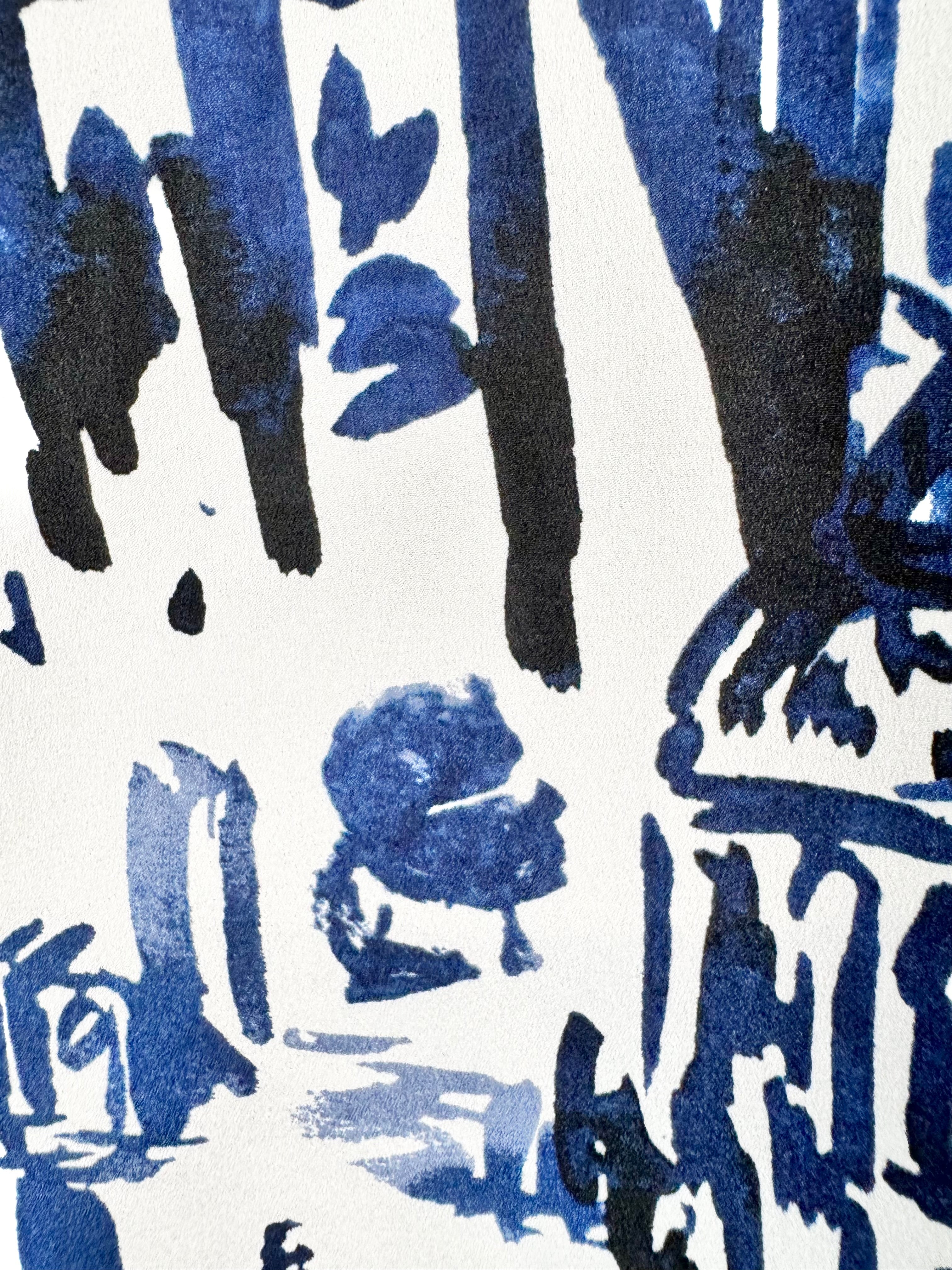 Karl Lagerfeld Blue & White Watercolour Illustrated Blouse - AU10/12