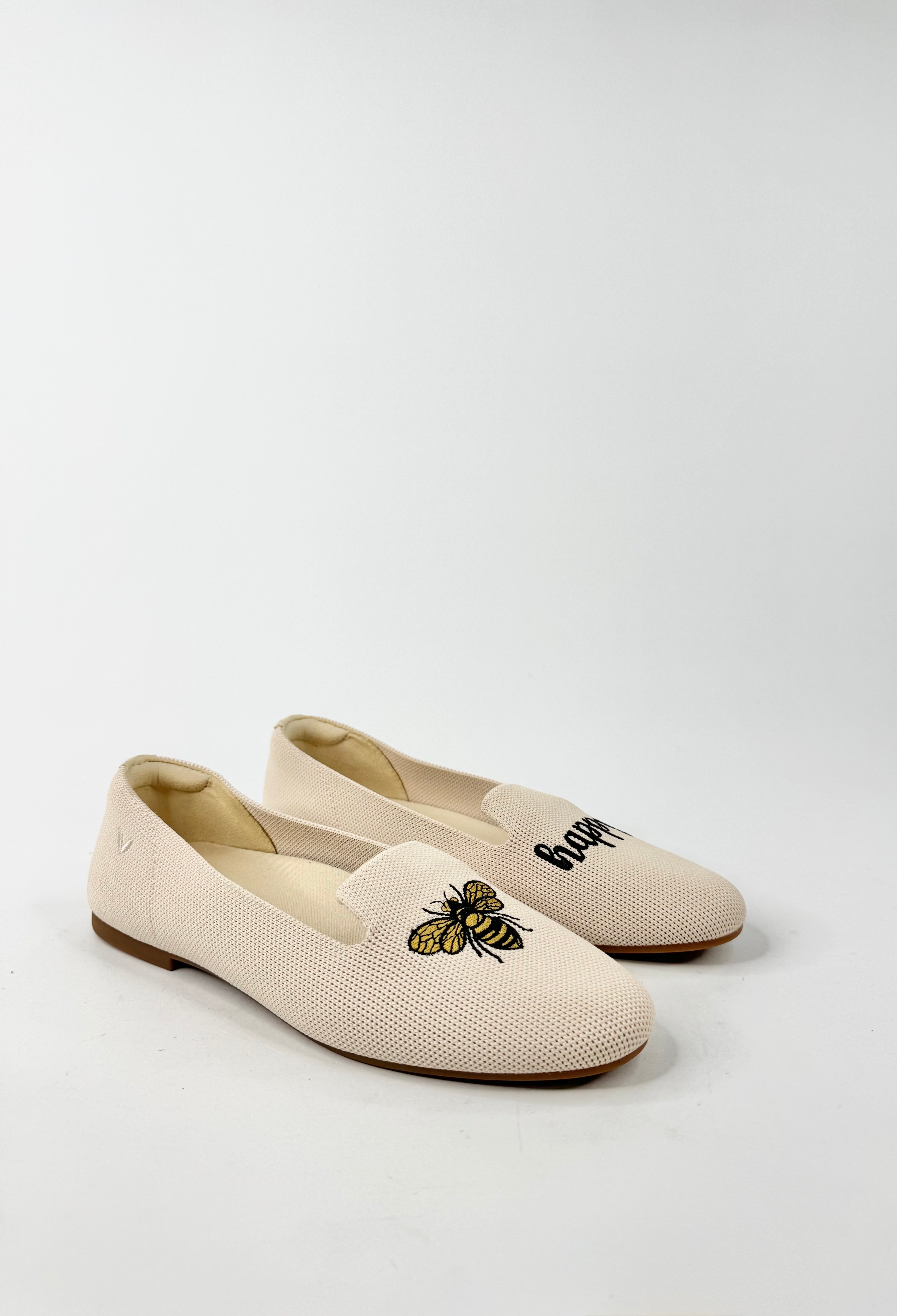 Vivaia 'Audrey' Bee Hapy Round-Toe Embroidered Loafers - EU37.5