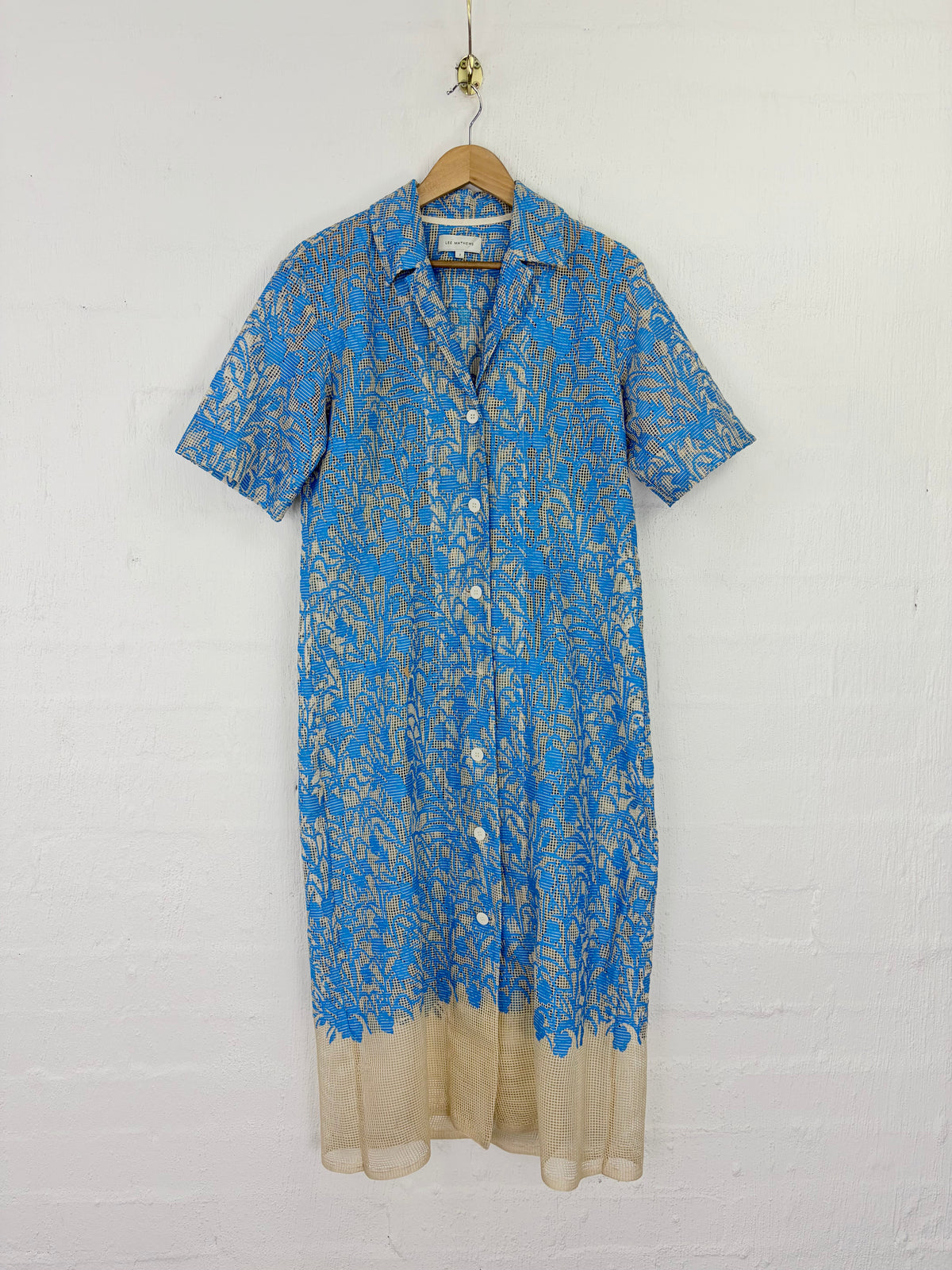 Lee Mathews Lapis & Beige 'Net Rayne' Midi Dress - AU10/12