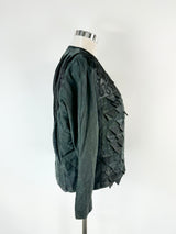 Vintage 80s Brighton Collection Black Silk Applique Jacket - AU12