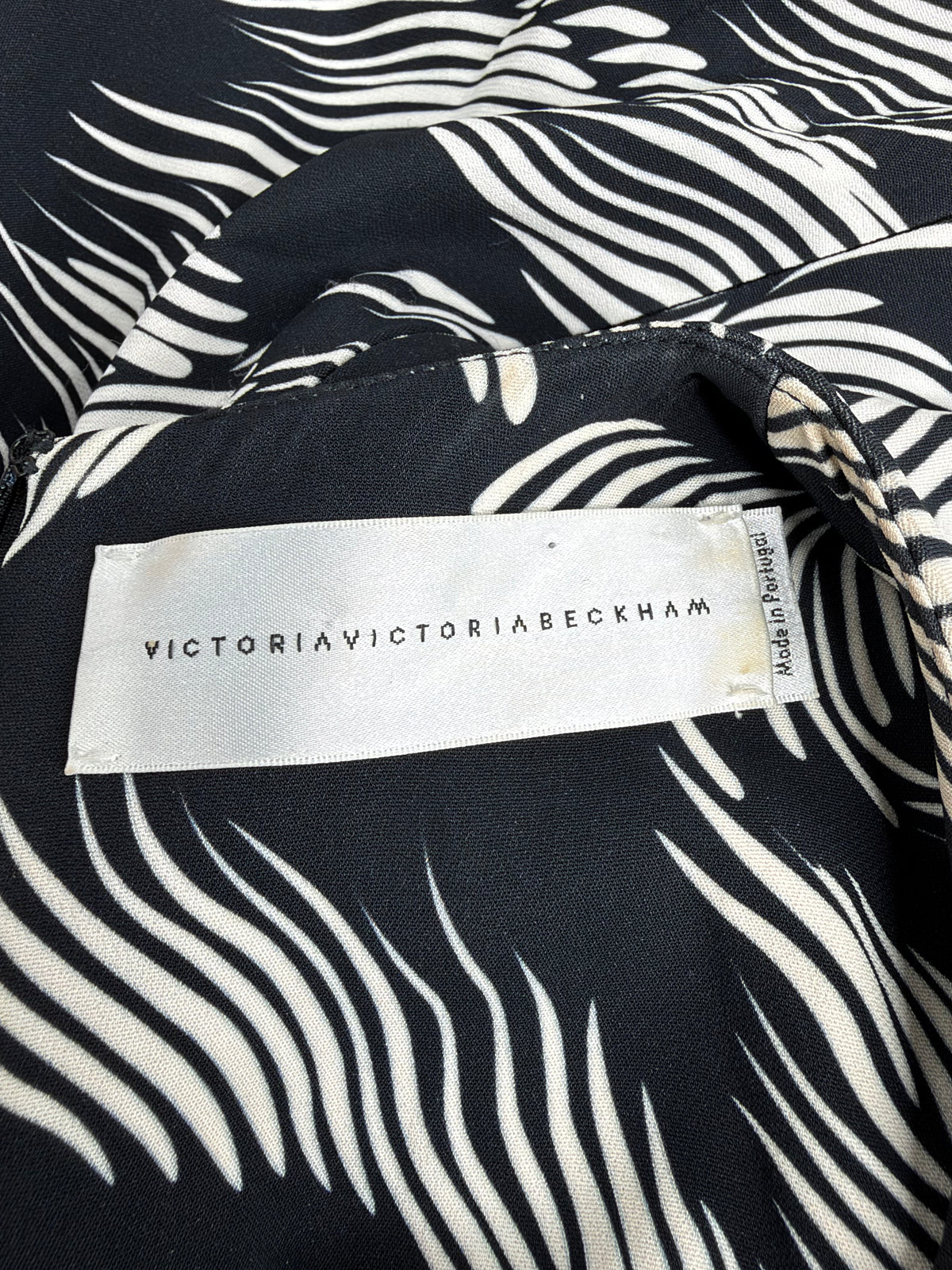 Victoria Beckham Black & Whtie Patterned Midi Dress - AU10