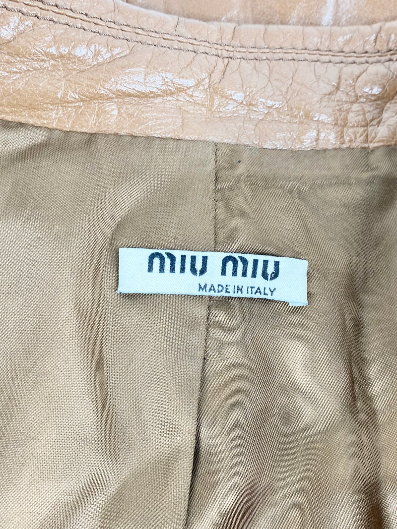 Miu Miu Milk Chocolate Leather Coat - AU10/12