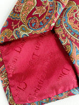 Christian Dior Monsieur Cherry Red & Teal Paisley Silk Tie