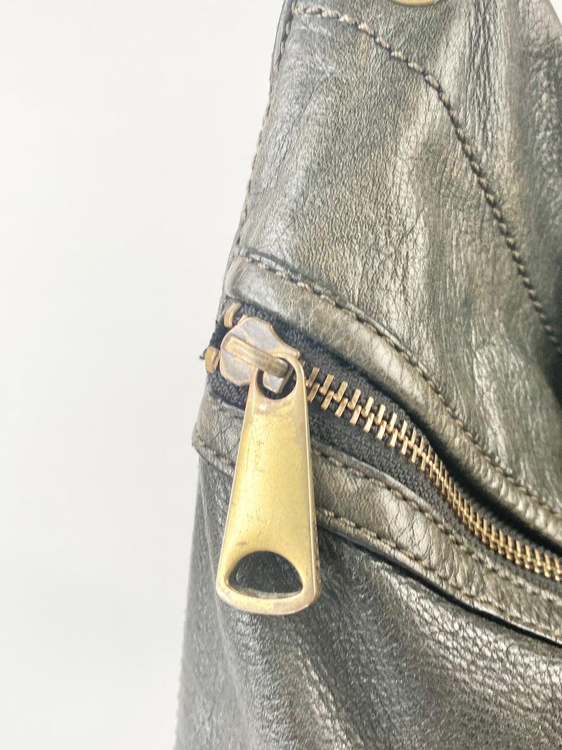 Vintage Fossil Dark Olive Slouch Bag