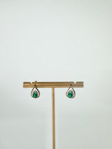 9ct Gold & Green Glass Earring & Pendant Set