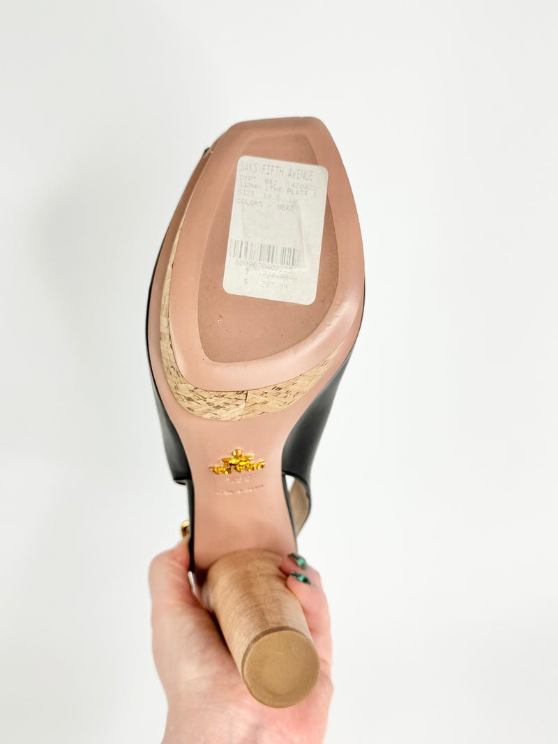 Prada Black Peep Top Platform Pumps - EU39.5