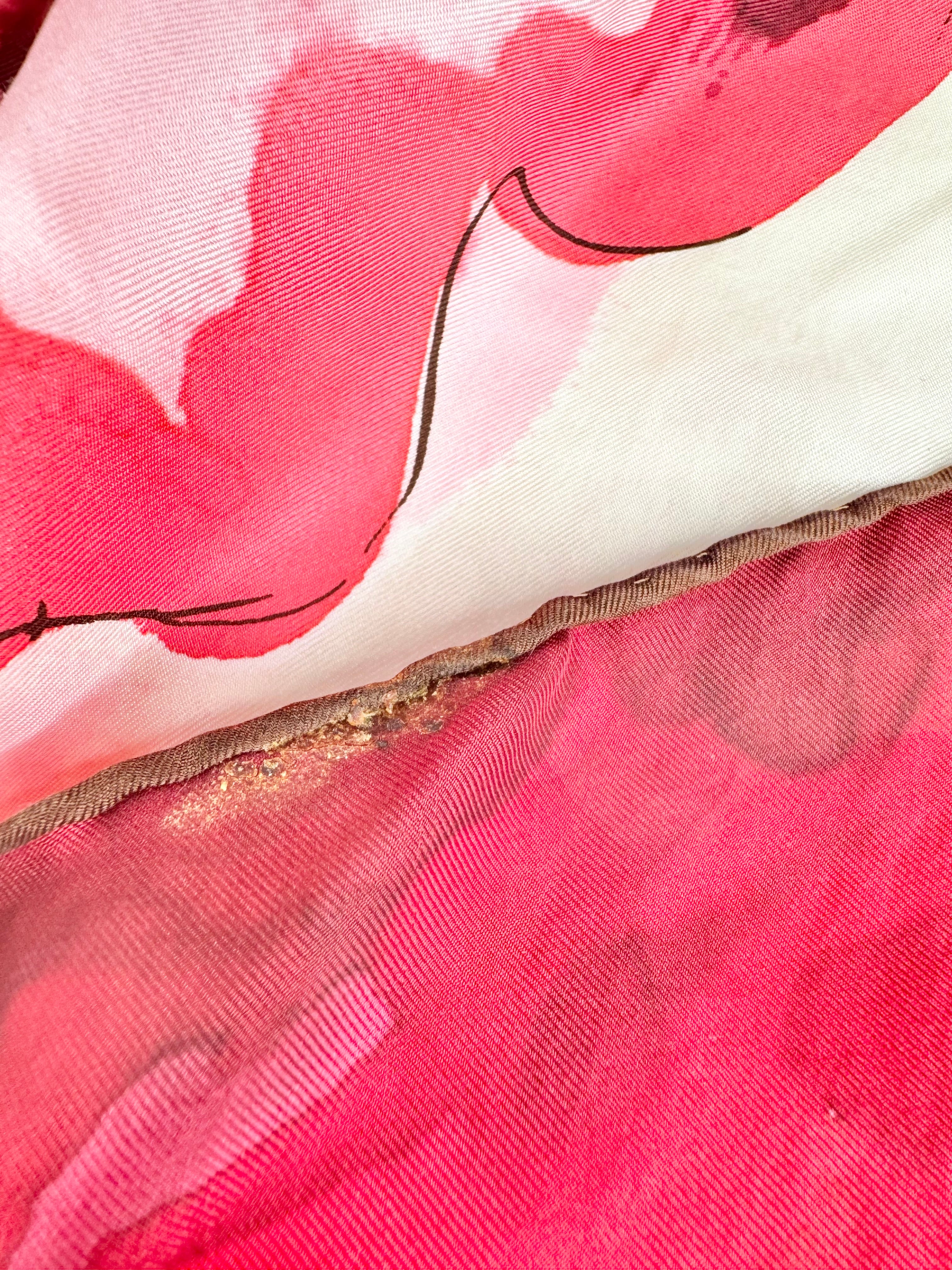 Fleurs d'Epoque Rose Pattern Silk Scarf