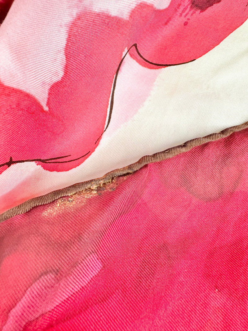 Fleurs d'Epoque Rose Pattern Silk Scarf