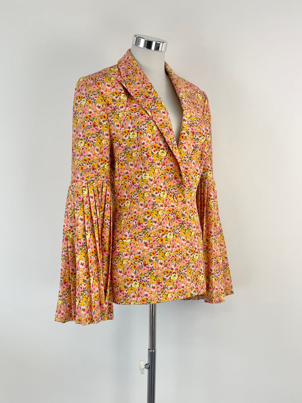 Boskemper Floral Patterned Pleated-Sleeve Blazer - AU8