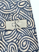 Calvin Klein Blue & Beige Swirled Silk Tie