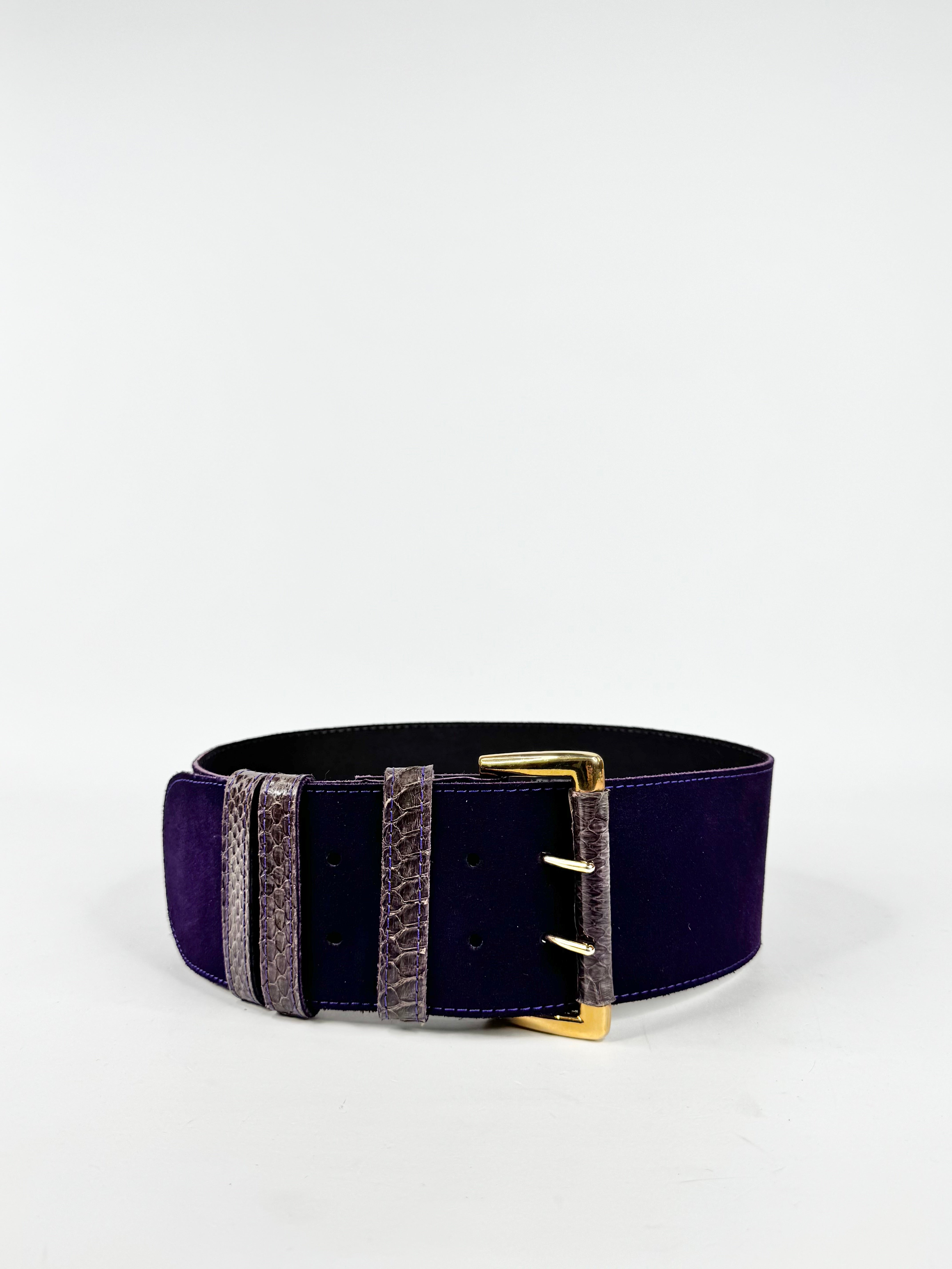 Nolas Indigo Suede Electric Blue Stitch Trim Waist Belt - 30/76