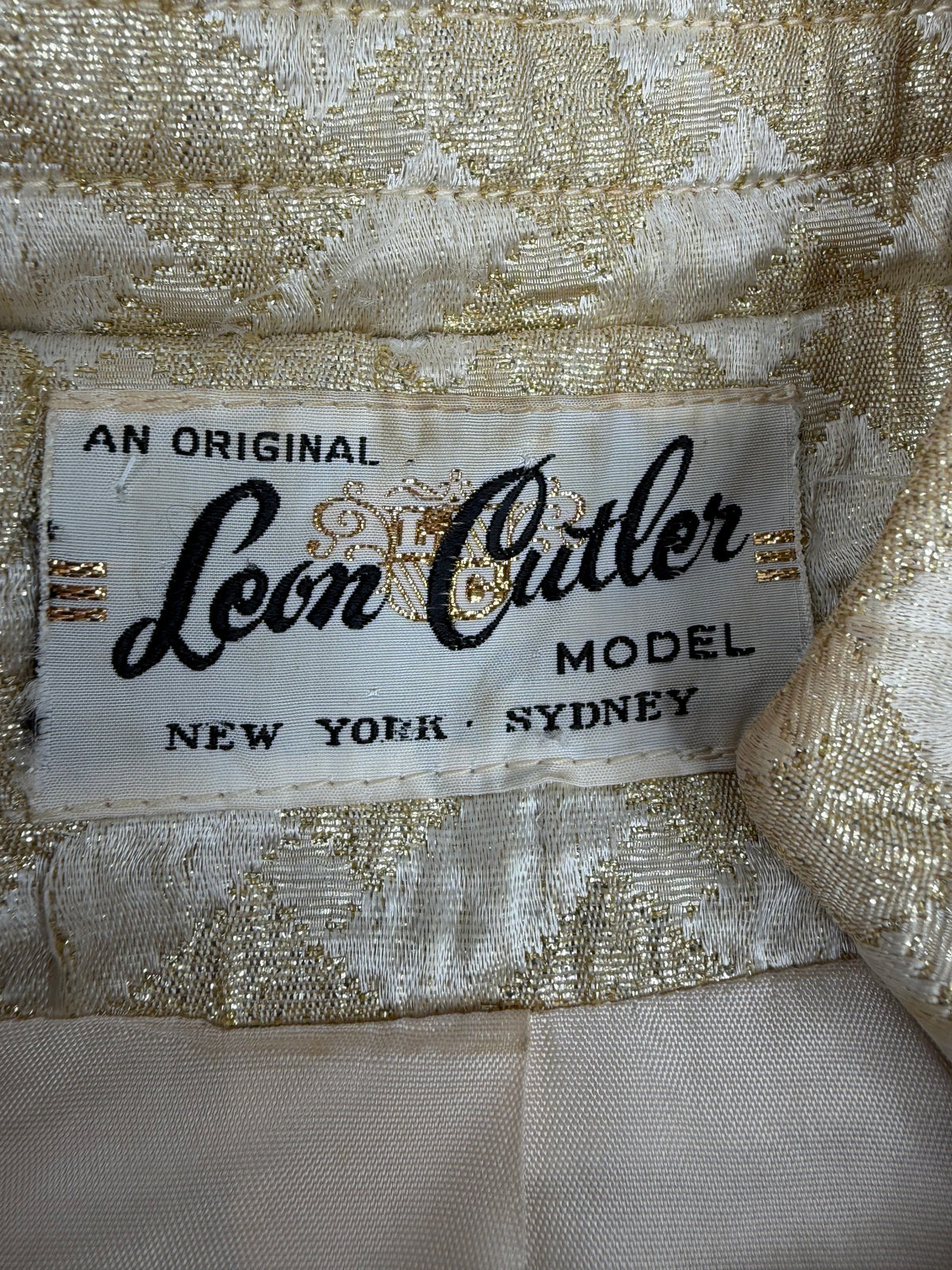 Vintage Leon Cutler Metallic Gold Quilted Crop Fit Jacket - AU10/12